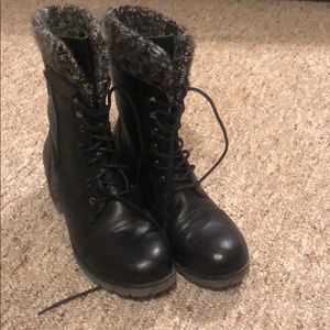 Charlotte Russe Black Lace Up Combat Boots